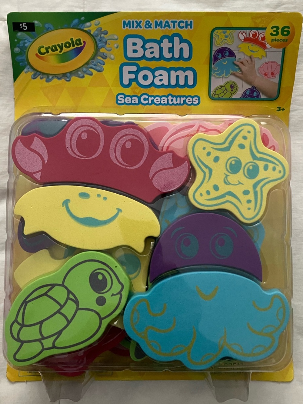 Crayola Bath Foam Sea Creatures - Blue, Yellow, Green, Purple, Pink Set